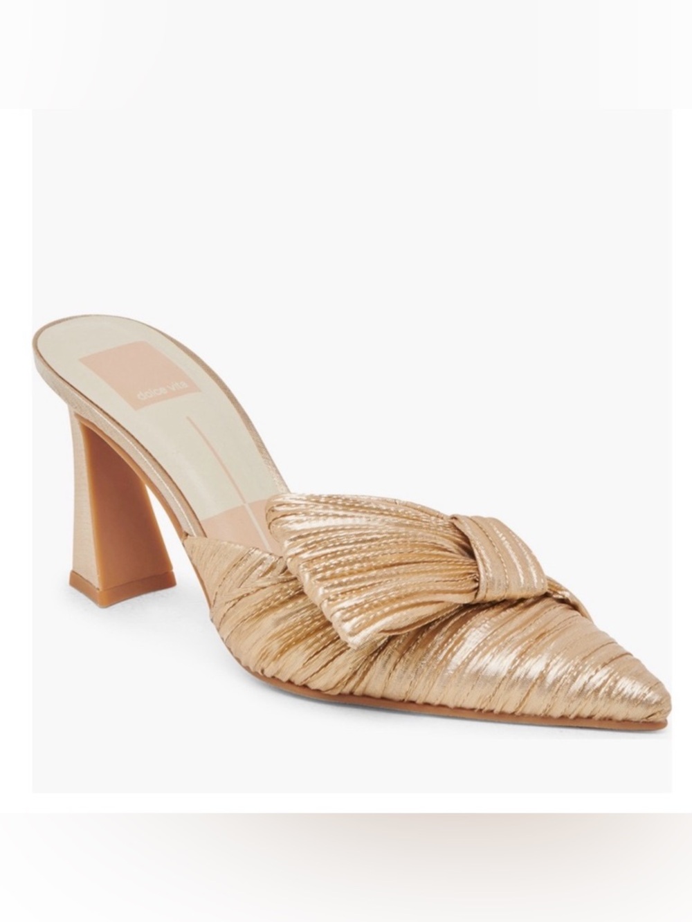 DOLCE VITA Gold Lame NERINA Dress Spool Heel Mules or Slides Sz 9